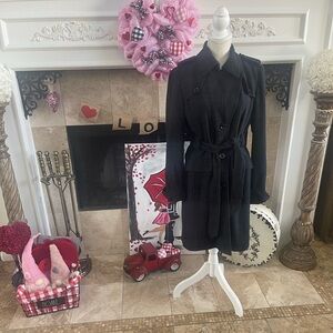 Banana Republic Charcoal houndstooth print Trench Coat